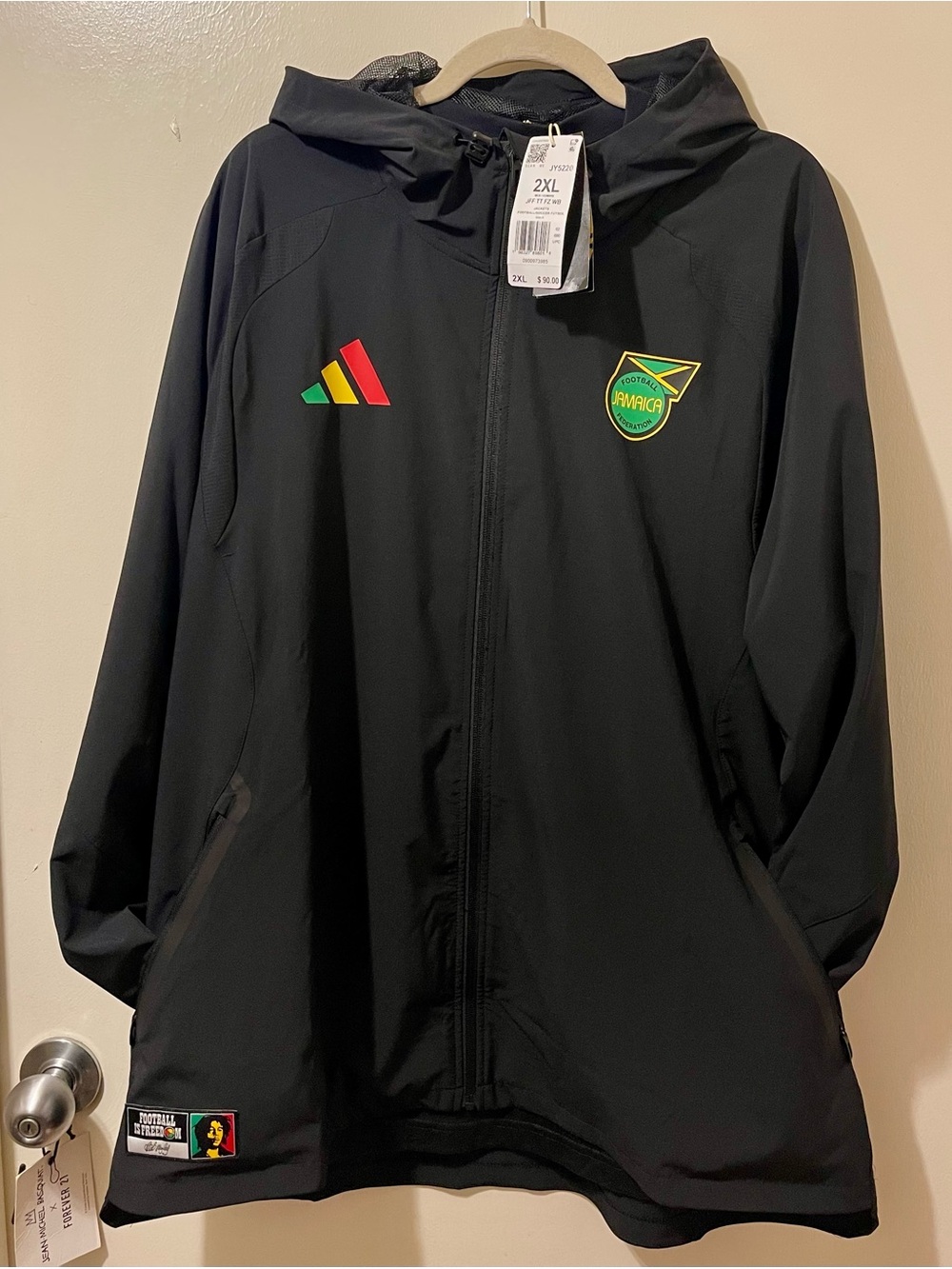 Black Kids Hooded Jacket with Jamaica Crest